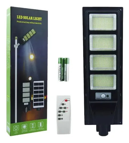 Luminaria solar de calle 4 filas AX055 - vista de instalación en poste