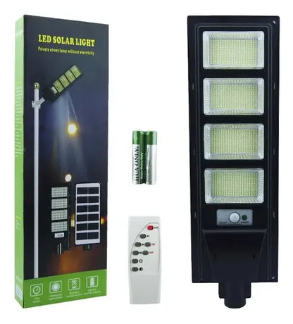 Luminaria solar de calle 4 filas AX055 - vista de instalación en poste