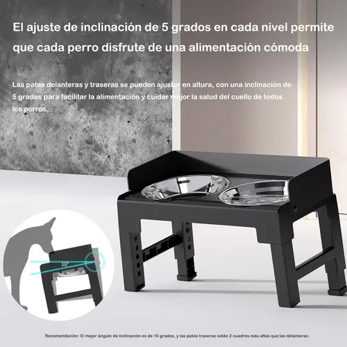 Comedero Para Mascotas Plegable Y Elevable Altura Ajustable (5 Niveles)