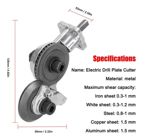 Cortador Auxiliar De Placas Metálicas Adaptador Para Taladro