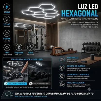 Panel LED Hexagonal Lavado Autos AX044 - instalación en taller