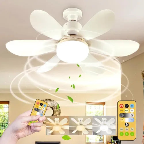 Ventilador de techo con luz LED 6 aspas E27 AX058 - encendido