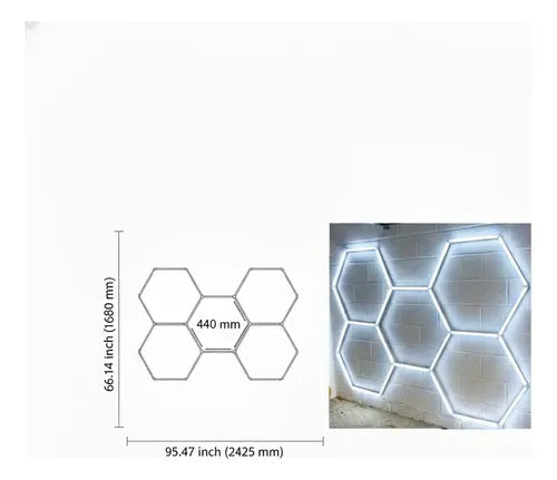 Panel LED hexagonal 5 módulos AX008 - vista general encendido