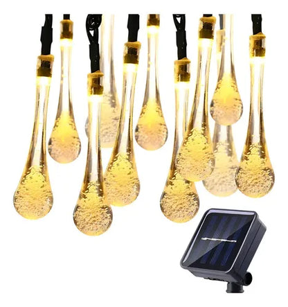 Guirnalda  solar Gota De Agua 5 M 20 Cabezas, Luz Cálida