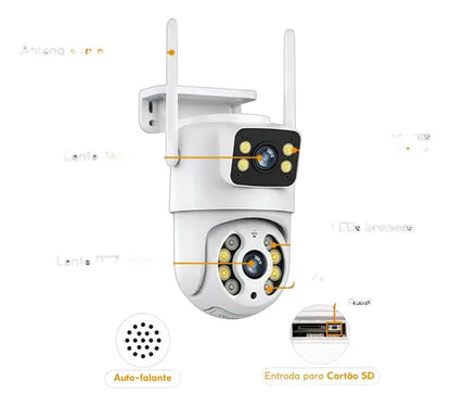 Cámara de Seguridad Exterior WiFi 4MP Doble Lente y Visión Nocturna