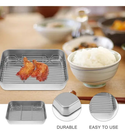 Set de Bandeja Para Hornear de Acero Inoxidable con Rejilla 30cm