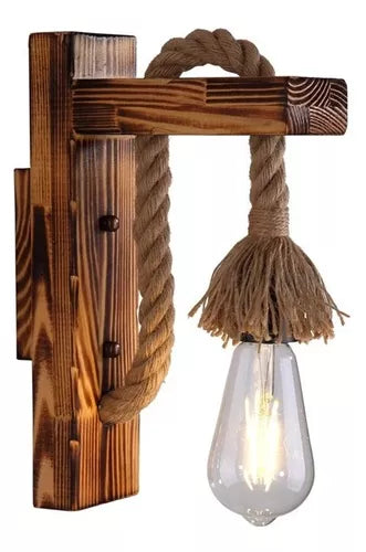 Set 4 Lámpara De Pared De Madera Estilo Americano Con Cordón