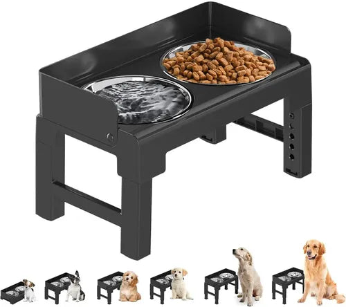 Comedero Para Mascotas Plegable Y Elevable Altura Ajustable (5 Niveles)