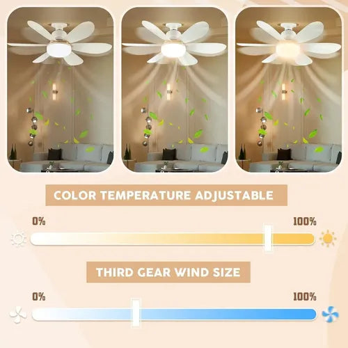 Ventilador de techo con luz LED 6 aspas E27 AX058 - instalado en ambiente