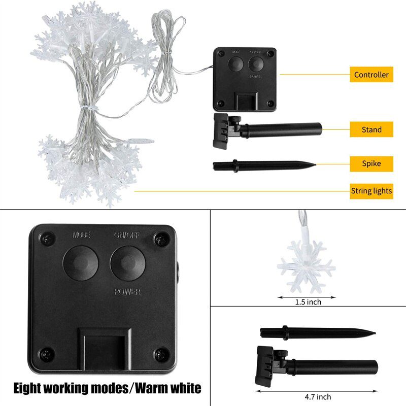 Guirnalda Solar Copos 30 Led 5 Metros Calida