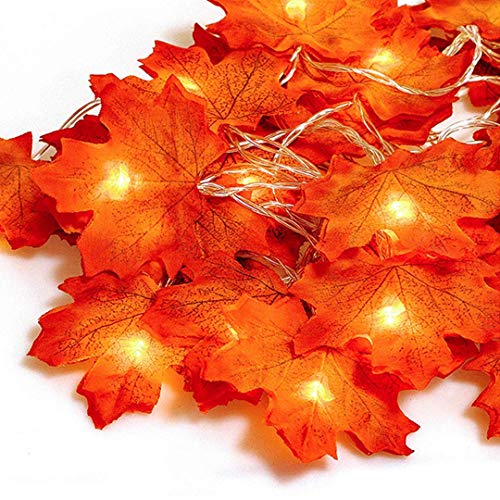 Luces Guirnalda Solar Decorativa 30 Hojas De Otoño 5 Metros Calida