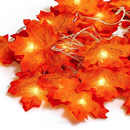 Luces Guirnalda Solar Decorativa 30 Hojas De Otoño 5 Metros Calida