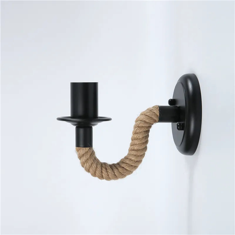 Lámpara De Pared Cuerda De Cáñamo Vintage
