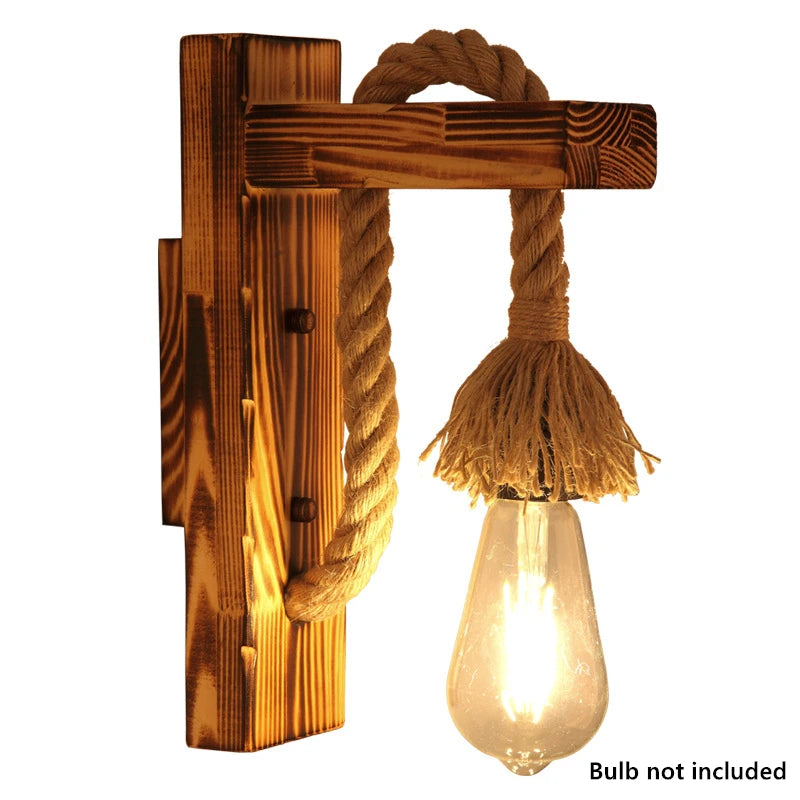 Aplique De Madera Roble Decorativo Con Cañamo