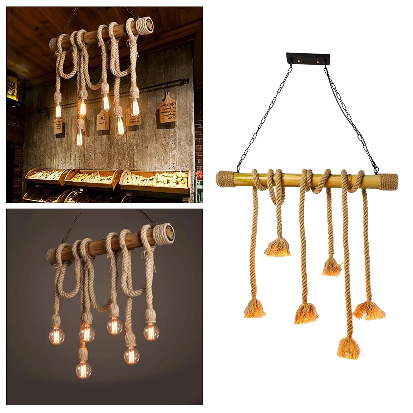 Lámpara Colgante Bambu 6 Cuerdas