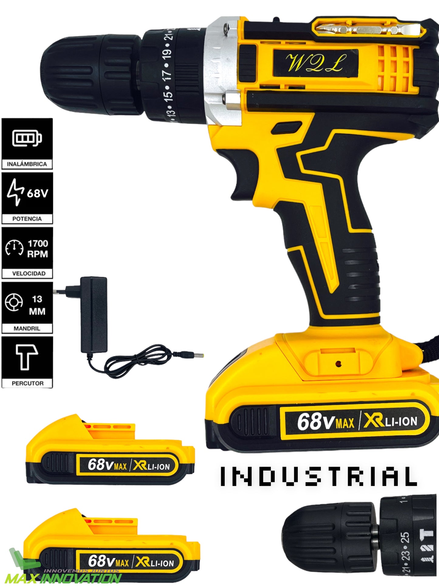 Taladro Atornillador Percutor Inalámbrico 28v + 2 Baterías