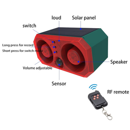 Alarma solar Repelente de animales Dos altavoces 