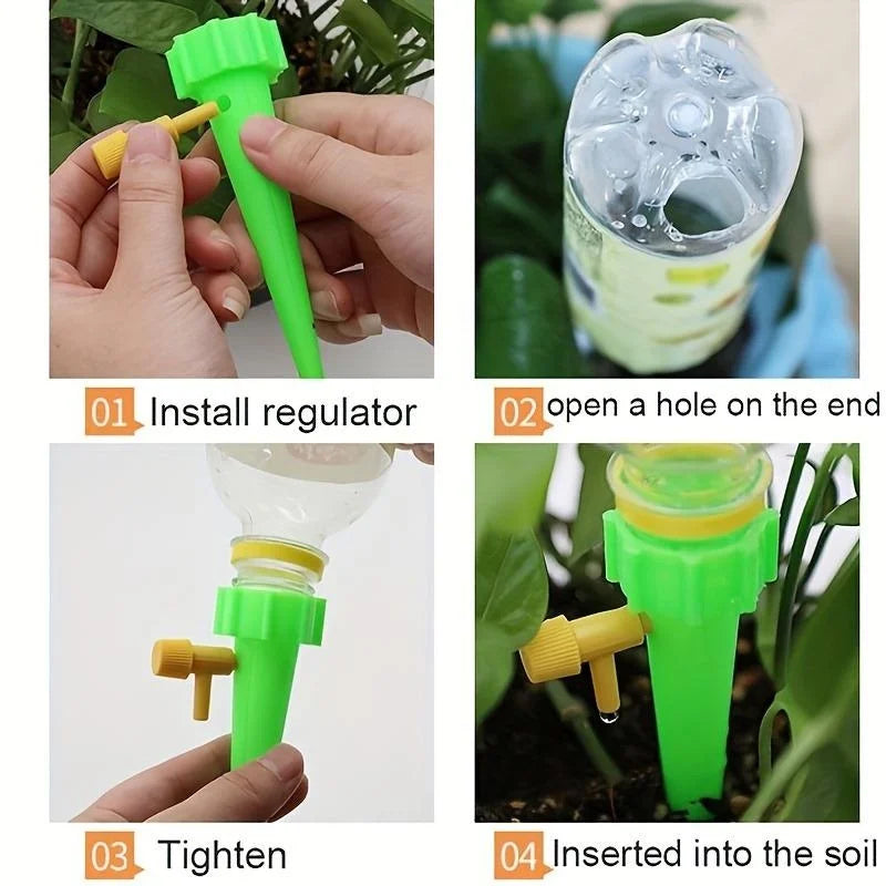 Sistema de riego por goteo automático ajustable para plantas