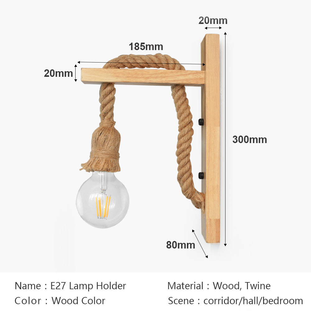 Set 4 Lámpara De Pared De Madera Estilo Americano Con Cordón