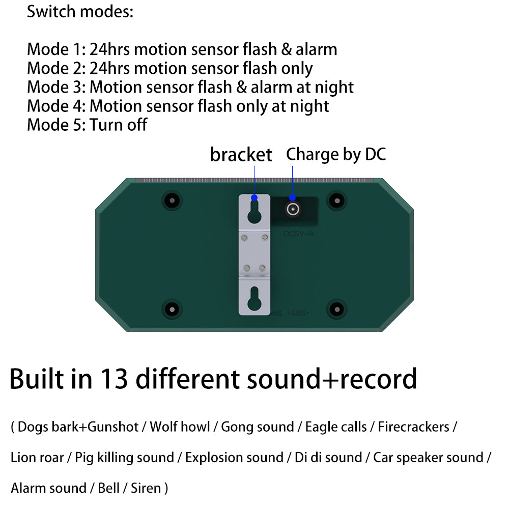 Alarma solar Repelente de animales Dos altavoces 