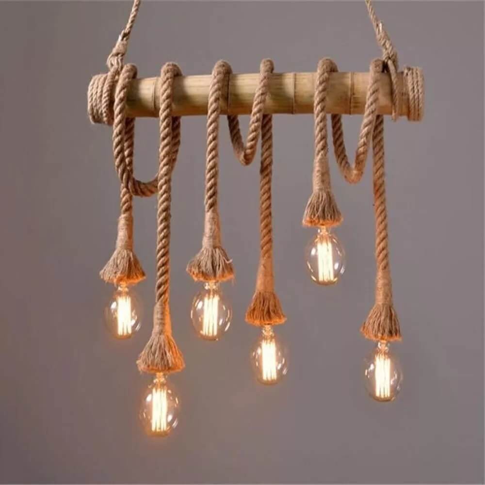 Lámpara Colgante Bambu 6 Cuerdas