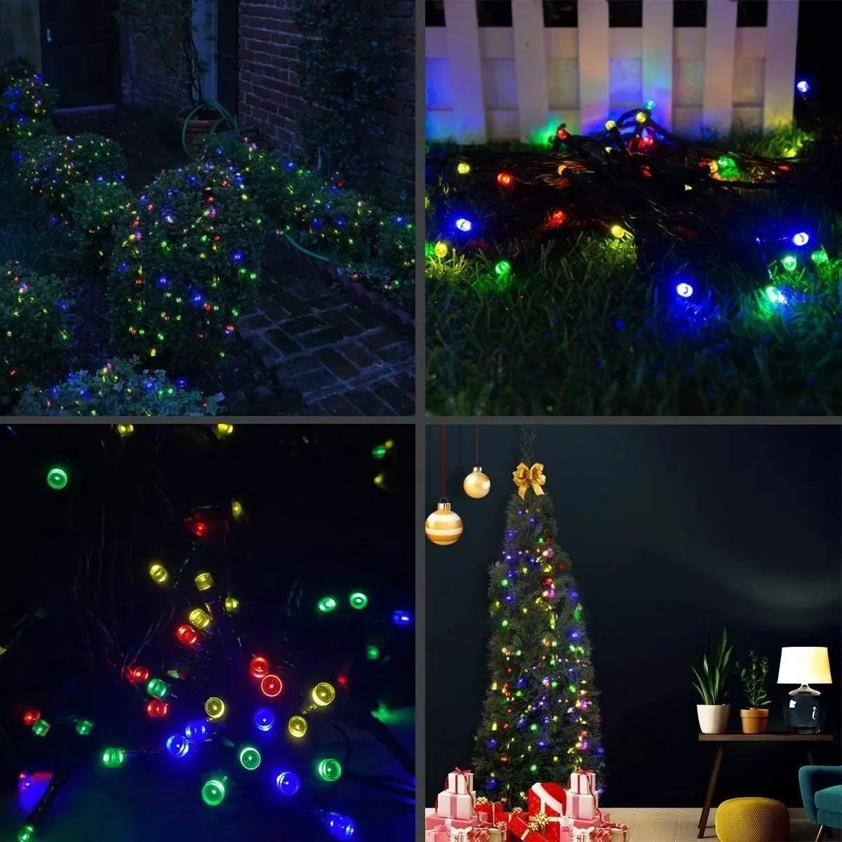 Luz Navidad Solar 200 Led 20 Metros Colores