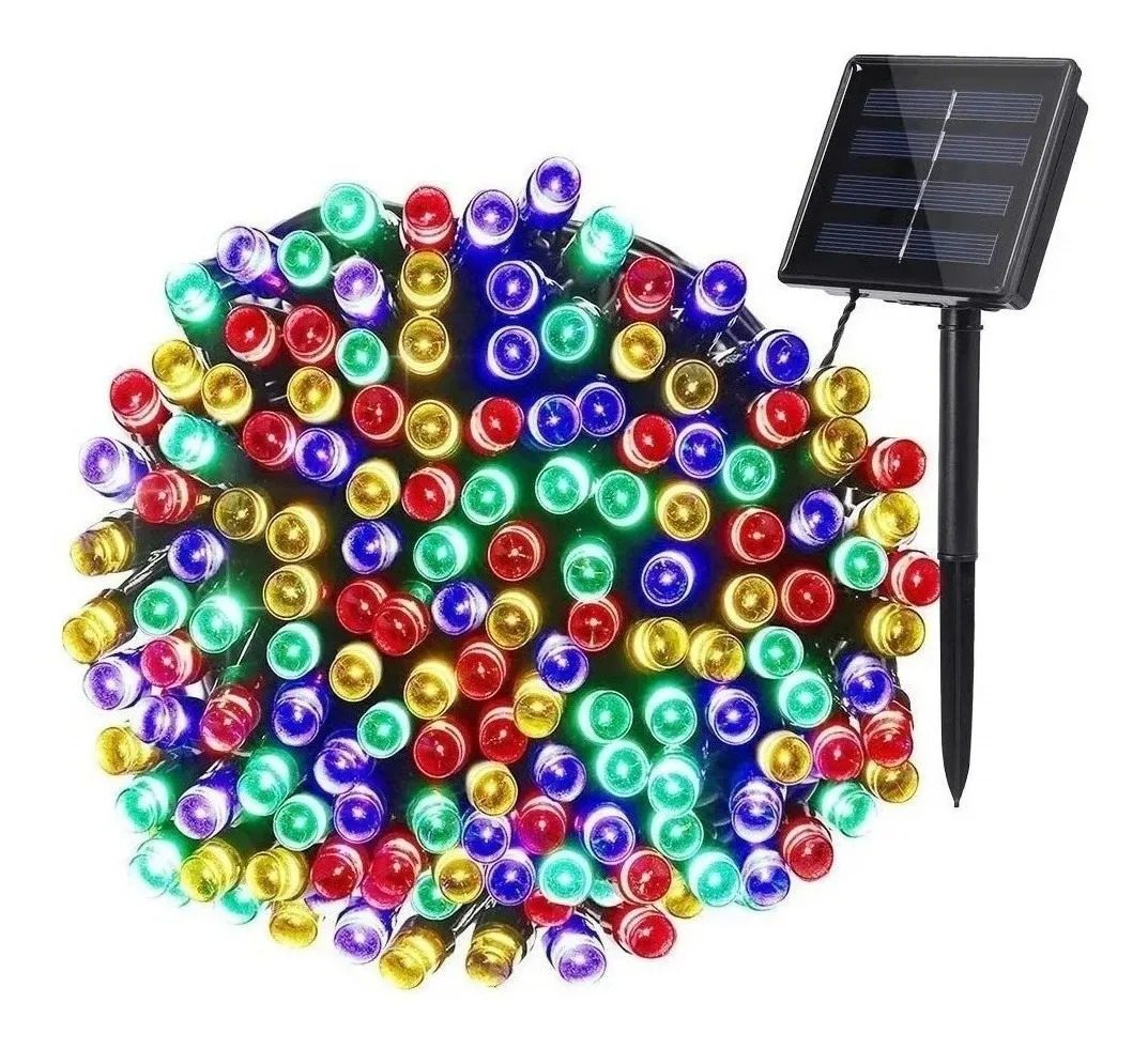 Luz Navidad Solar 200 Led 20 Metros Colores
