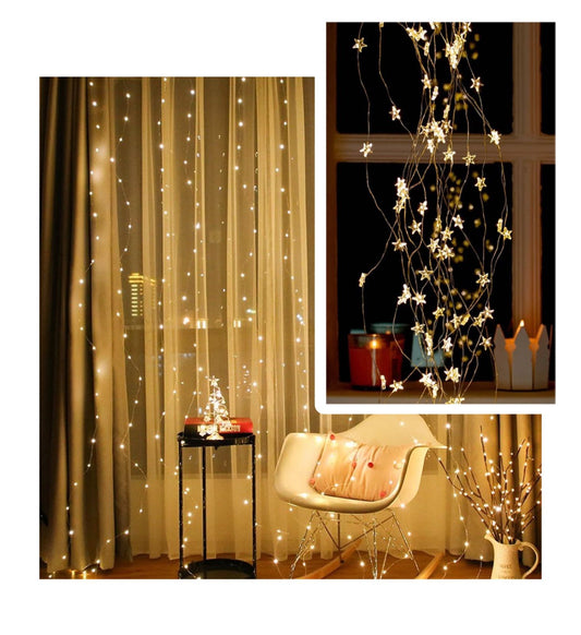 Cortina Cascada Eléctrica 2.5M Estrellitas Luces Hadas