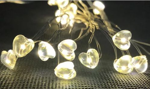 Cortina Cascada Eléctrica 2.5M Corazones Luces Hadas