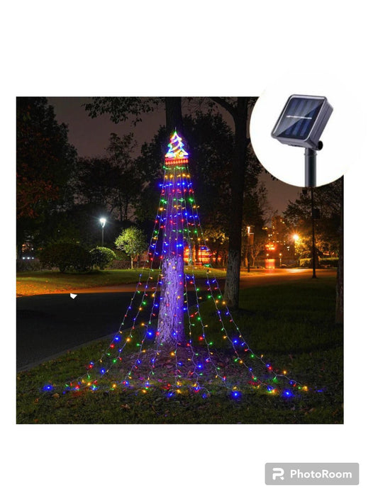Cortina Solar Árbol De Navidad Con Árbol En Punta Colores