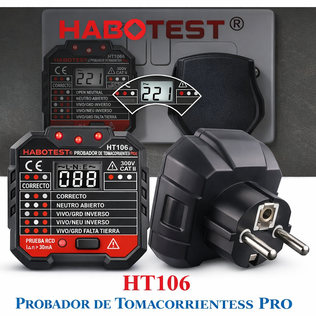 Probador Diferencial Tester De Enchufes Con Enchufe Tierra