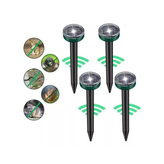 Pack 4 Estacas Solar Con Repelente Ultrasónico Para Roedores