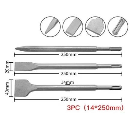 Mk1/ Cinceles Punta Y Plano 250 Mm Para Sds Plus, 3 Piezas,