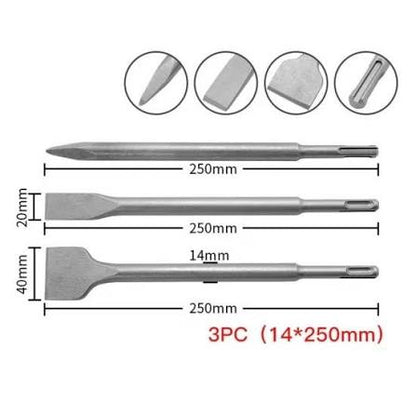 Mk1/ Cinceles Punta Y Plano 250 Mm Para Sds Plus, 3 Piezas,