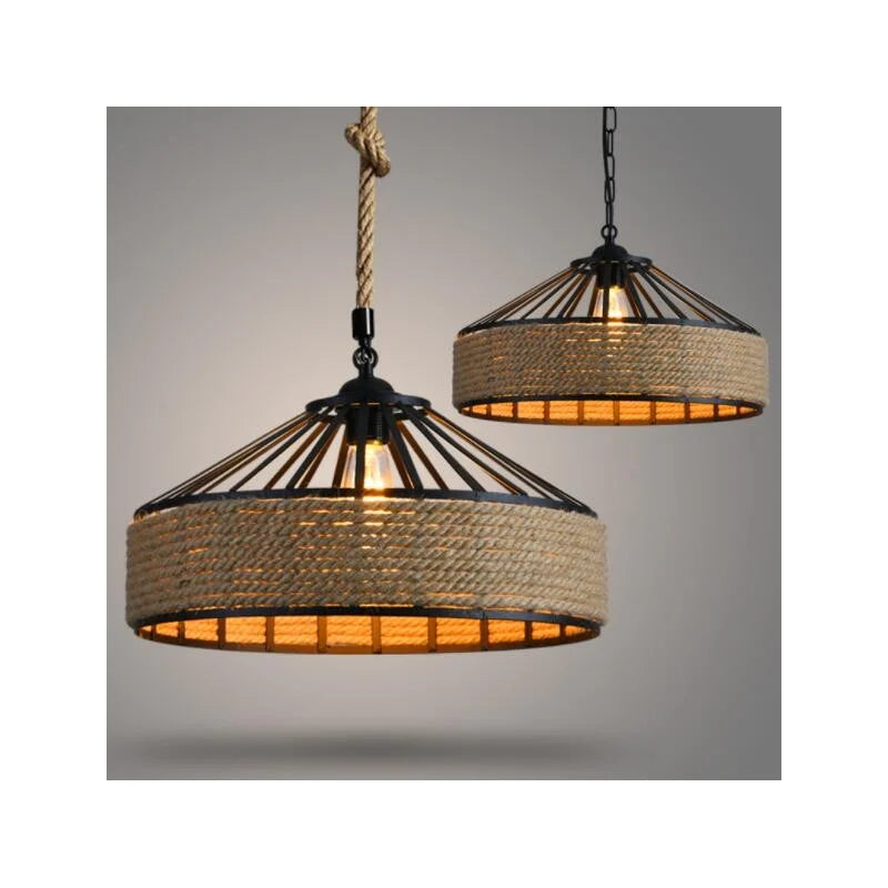 Lampara Vintage Circular Con Cuerda