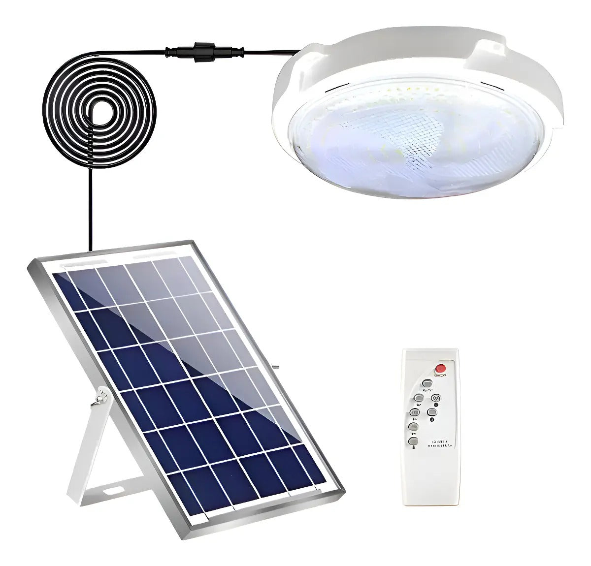 Plafón solar LED redondo con panel solar y control remoto
