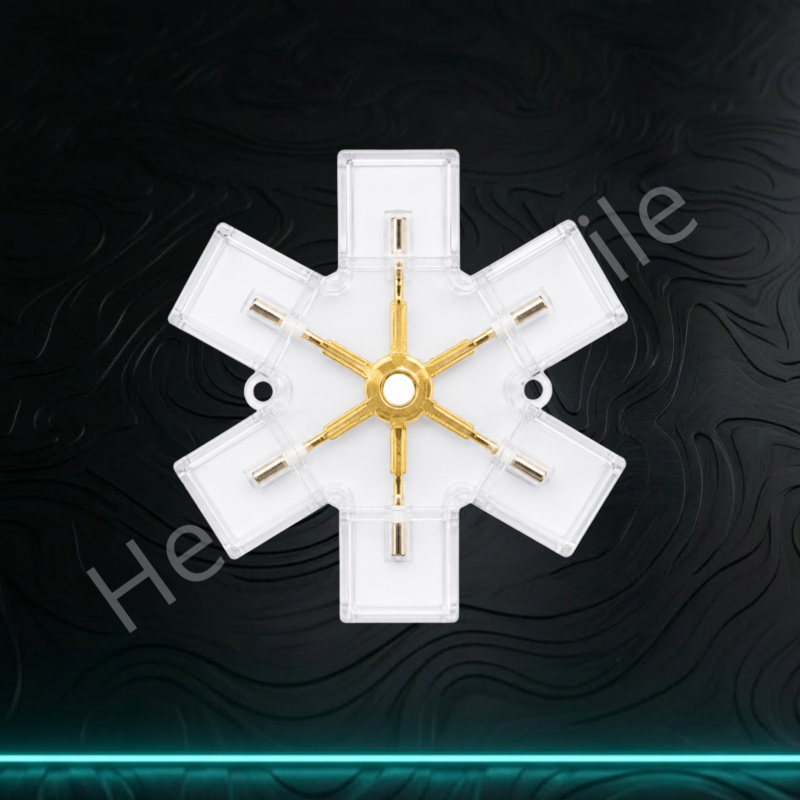 Conector Estrella acrílico dorado AX051 - vista frontal