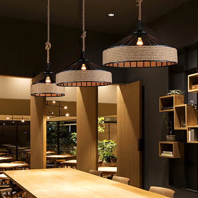 Lampara Vintage Circular Con Cuerda